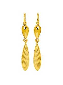 Boucles d'oreilles dormeuse Brillaxis pendant quille_x005f_x000D_striée or