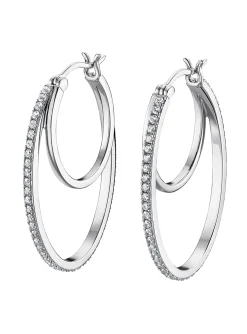 Boucles d'oreilles Double Créole Lotus Silver