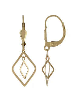 Boucles d'oreilles en or jaune 18k losange givré