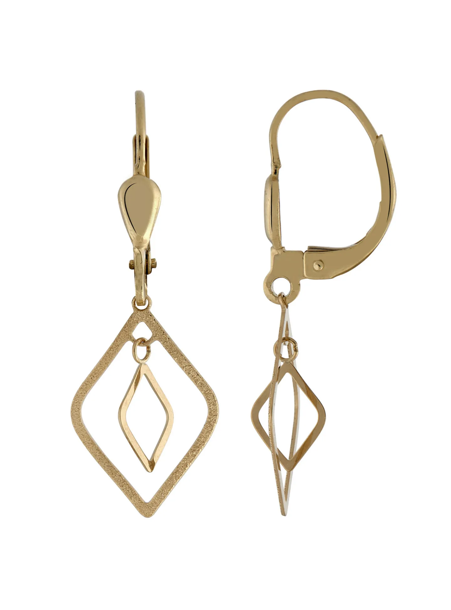 Boucles d'oreilles en or jaune 18k losange givré