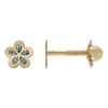 Boucles d'oreilles enfant à vis Brillaxis_x005f_x000D_Motif fleur pailletée bleue