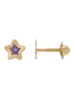 Boucles d'oreilles enfant Brillaxis_x005f_x000D_étoiles en or jaune 18k