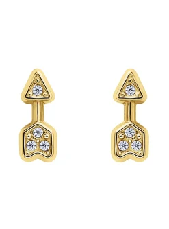 Boucles d'oreilles flèche or 18 carats oxydes