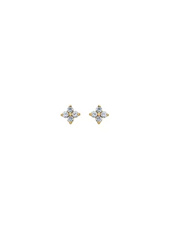 Boucles d'oreilles fleurs oxydes or 18 carats