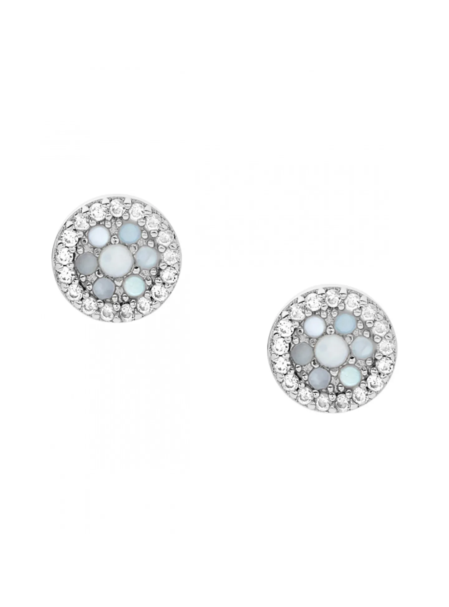 Boucles d'oreilles Fossil argent nacre oxydes