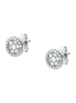 Boucles d'oreilles Fossil argent nacre oxydes