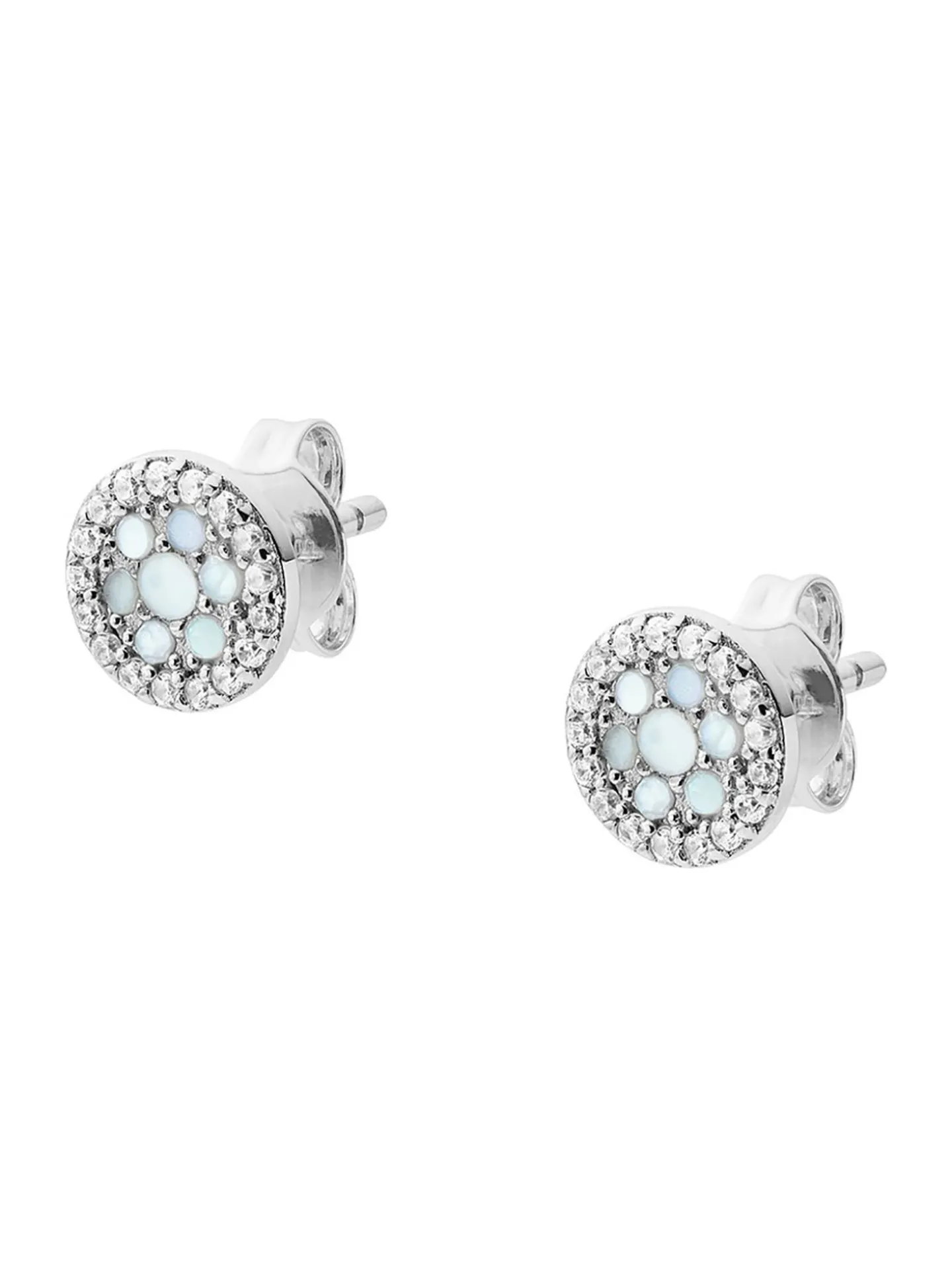 Boucles d'oreilles Fossil argent nacre oxydes