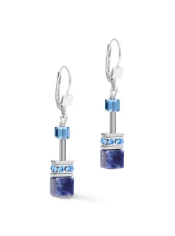 Boucles d'oreilles Geocube sodalite et hématite bleu