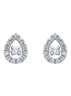 Boucles d'oreilles goutte or blanc diamants