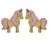 Boucles d'oreilles Licorne laque rose or