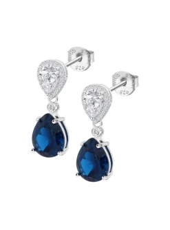 Boucles d'oreilles Lotus Silver poire bleue
