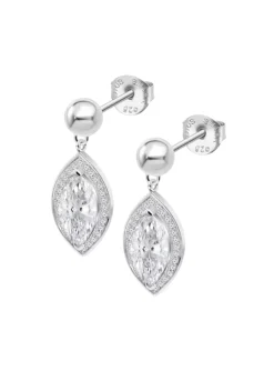 Boucles d'oreilles Lotus Silver Marquise blanche