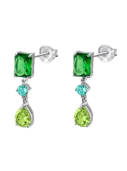 Boucles d'oreilles Lotus Silver argent oxydes verts