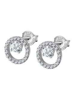 Boucles d'oreilles Lotus Silver Cercle et oxydes