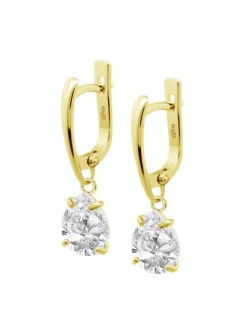 Boucles d'oreilles Lotus Silver oxyde goutte doré