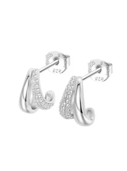 Boucles d'oreilles Lotus Silver argent et oxydes