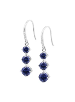 Boucles d'oreilles Lotus Silver triple oxydes bleu_x005f_x000D_roi