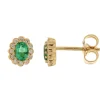 Boucles d'oreilles émeraude diamants or jaune