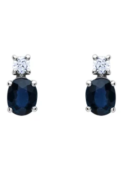 Boucles d'oreilles or blanc saphir oxydes