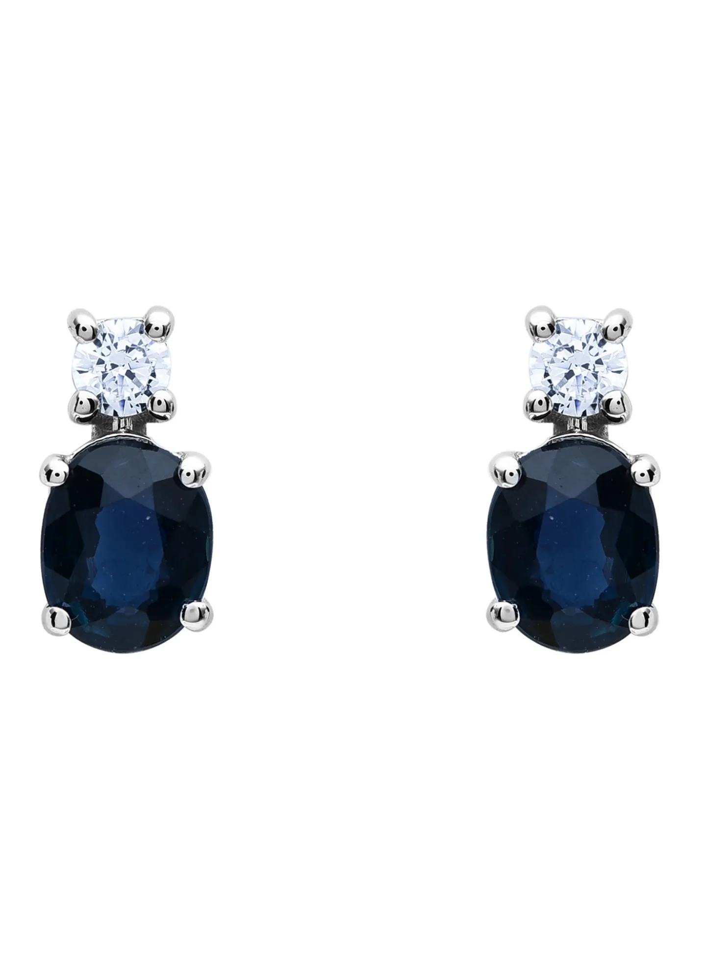 Boucles d'oreilles or blanc saphir oxydes
