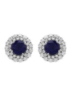 Boucles d'oreilles or blanc 18K iolite oxydes