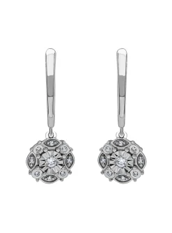 Boucles d'oreilles or blanc pampille diamants