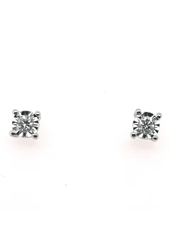 Boucles d'oreilles or blanc 18 carats puces diamants