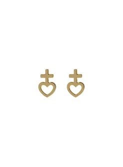 Boucles d'oreilles or ex-voto croix/coeur