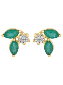 Boucles d'oreilles or jaune émeraude oxydes