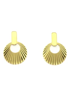 Boucles d'oreilles or jaune 18K cercle strié