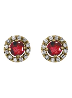 Boucles d'oreilles or jaune 18 carats rubis diamants