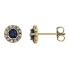 Boucles d'oreilles or jaune saphirs diamants
