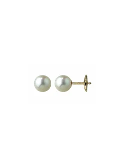 Boucles d'oreilles or jaune perles Akoya_x005f_x000D_6,5/7 mm