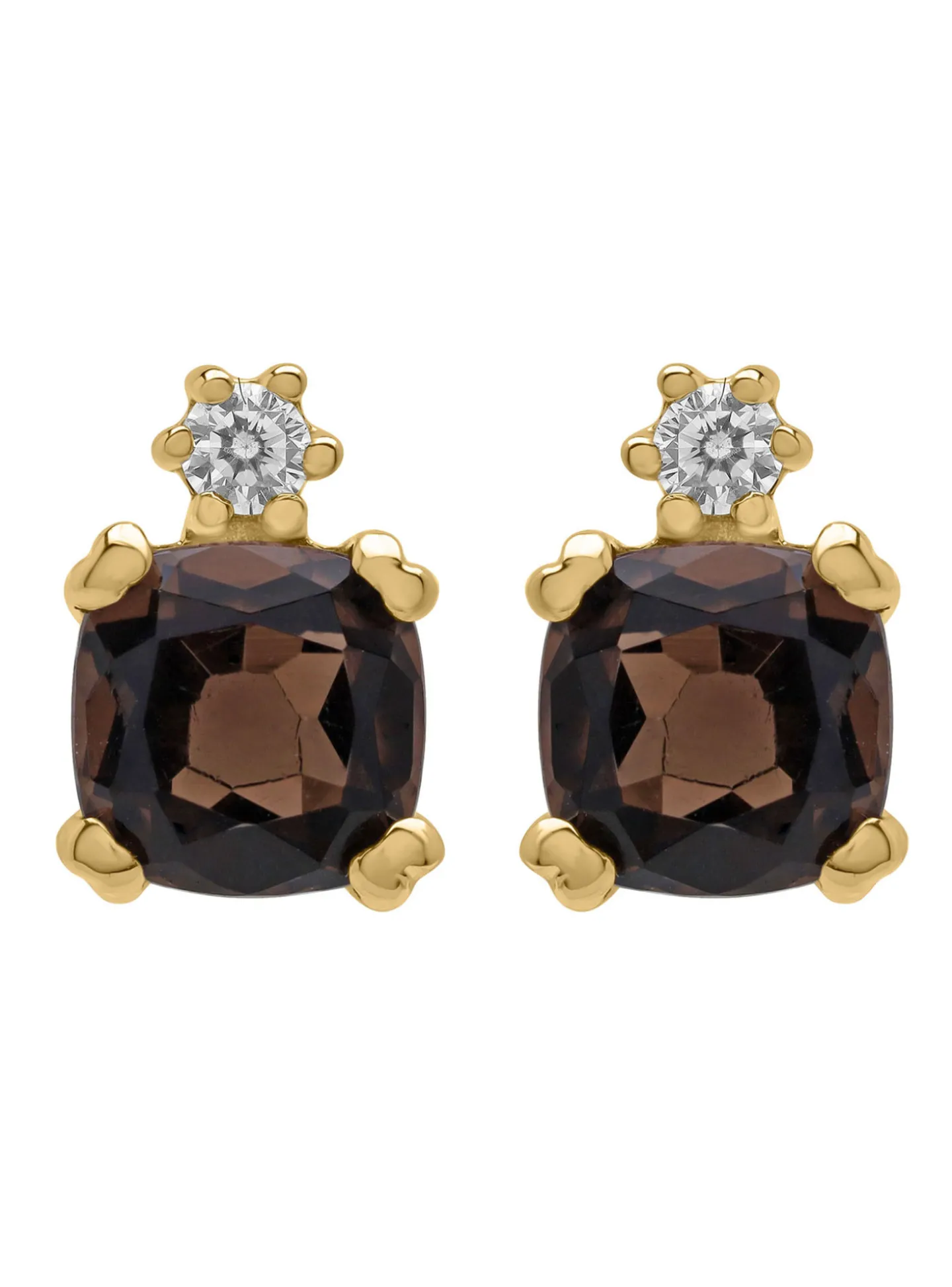 Boucles d'oreilles or jaune 9 carats quartz fumé