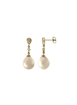 Boucles d'oreilles or perles de culture diamants_x005f_x000D_7 mm