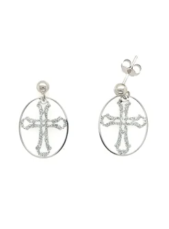 Boucles d'oreilles Orus croix argent pailleté_x005f_x000D_collection Tatoo