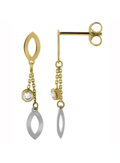 Boucles d'oreilles pendantes deux ors oxydes