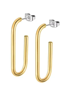 Boucles d'oreilles pendante femme LOTUS acier doré