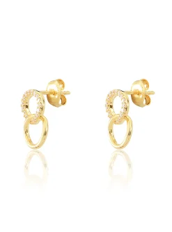 Boucles d'oreilles puces Agatha Rondou dorées oxydes