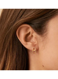 Boucles d'oreilles puces Agatha Rondou dorées oxydes