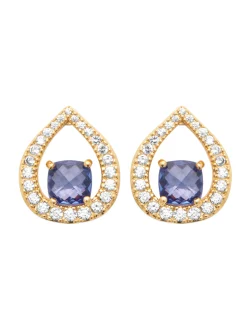 Boucles d'oreilles puces Brillaxis goutte dorée_x005f_x000D_oxyde bleu