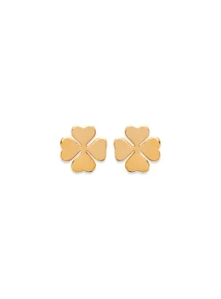 Boucles d'oreilles puces Brillaxis trèfle plaqué or