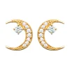 Boucles d'oreilles puces Brillaxis lune plaqué or