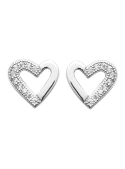 Boucles d'oreilles puces Brillaxis coeur argent