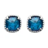 Boucles d'oreilles puces Brillaxis pierre bleue_x005f_x000D_argent