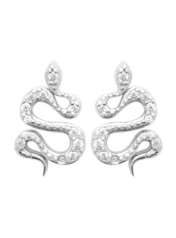 Boucles d'oreilles puces Brillaxis serpent argent