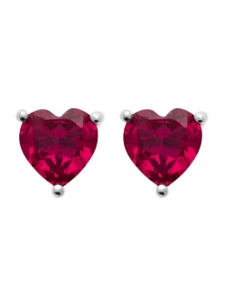 Boucles d'oreilles puces Brillaxis coeur argent