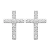 Boucles d'oreilles puces Brillaxis croix argent