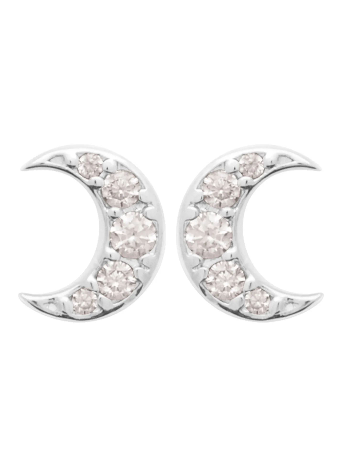 Boucles d'oreilles puces Brillaxis lune argent