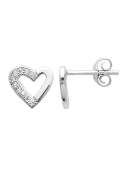 Boucles d'oreilles puces Brillaxis coeur argent